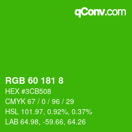 颜色代码: RGB 60 181 8 | qconv.com