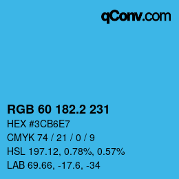 カラーコード: RGB 60 182.2 231 | qconv.com