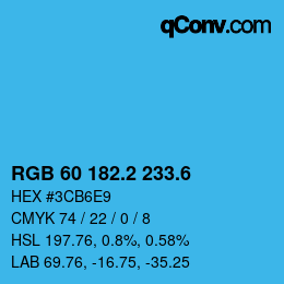 カラーコード: RGB 60 182.2 233.6 | qconv.com