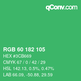 颜色代码: RGB 60 182 105 | qconv.com