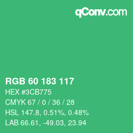 カラーコード: RGB 60 183 117 | qconv.com