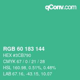 カラーコード: RGB 60 183 144 | qconv.com