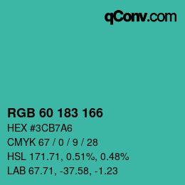 Color code: RGB 60 183 166 | qconv.com