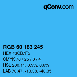Color code: RGB 60 183 245 | qconv.com
