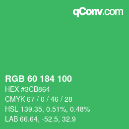 Color code: RGB 60 184 100 | qconv.com