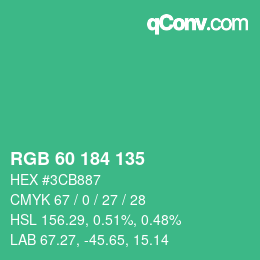 カラーコード: RGB 60 184 135 | qconv.com