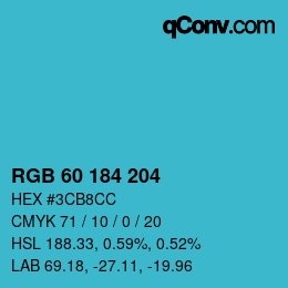 カラーコード: RGB 60 184 204 | qconv.com