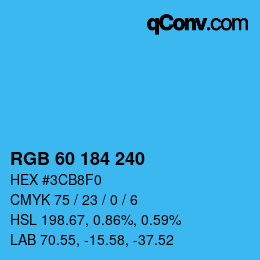 カラーコード: RGB 60 184 240 | qconv.com