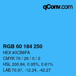 カラーコード: RGB 60 184 250 | qconv.com