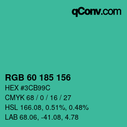 Color code: RGB 60 185 156 | qconv.com