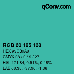 颜色代码: RGB 60 185 168 | qconv.com