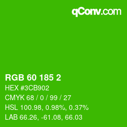 カラーコード: RGB 60 185 2 | qconv.com