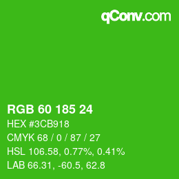 颜色代码: RGB 60 185 24 | qconv.com