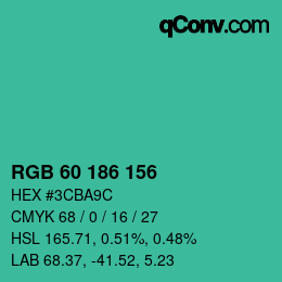 颜色代码: RGB 60 186 156 | qconv.com