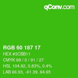 颜色代码: RGB 60 187 17 | qconv.com