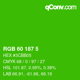 Color code: RGB 60 187 5 | qconv.com