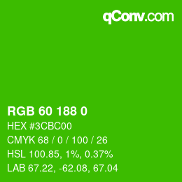 Color code: RGB 60 188 0 | qconv.com