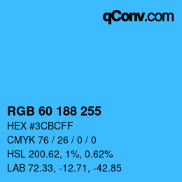 颜色代码: RGB 60 188 255 | qconv.com