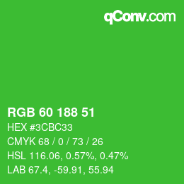 Color code: RGB 60 188 51 | qconv.com