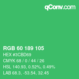 カラーコード: RGB 60 189 105 | qconv.com
