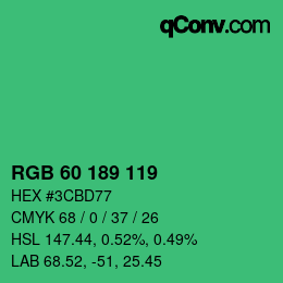 カラーコード: RGB 60 189 119 | qconv.com