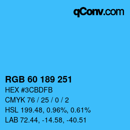 颜色代码: RGB 60 189 251 | qconv.com