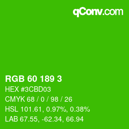 Color code: RGB 60 189 3 | qconv.com