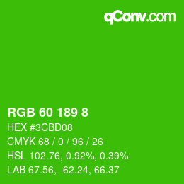 Color code: RGB 60 189 8 | qconv.com