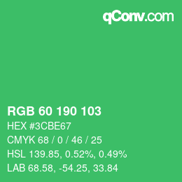 颜色代码: RGB 60 190 103 | qconv.com