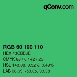 Color code: RGB 60 190 110 | qconv.com