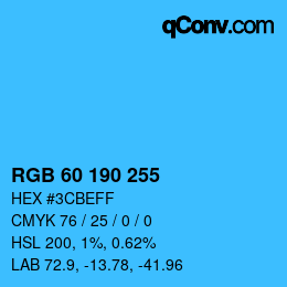 Color code: RGB 60 190 255 | qconv.com