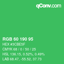 颜色代码: RGB 60 190 95 | qconv.com