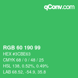 Color code: RGB 60 190 99 | qconv.com