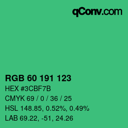 Color code: RGB 60 191 123 | qconv.com