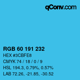 Color code: RGB 60 191 232 | qconv.com