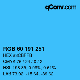 颜色代码: RGB 60 191 251 | qconv.com