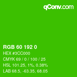 Color code: RGB 60 192 0 | qconv.com