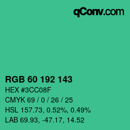 颜色代码: RGB 60 192 143 | qconv.com