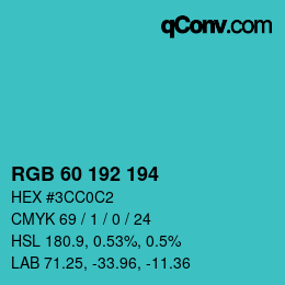 カラーコード: RGB 60 192 194 | qconv.com