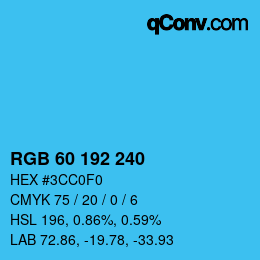 カラーコード: RGB 60 192 240 | qconv.com