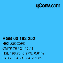 Color code: RGB 60 192 252 | qconv.com
