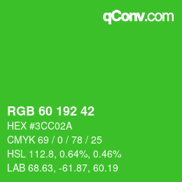 颜色代码: RGB 60 192 42 | qconv.com