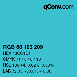 Color code: RGB 60 193 209 | qconv.com