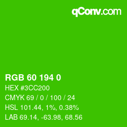 颜色代码: RGB 60 194 0 | qconv.com