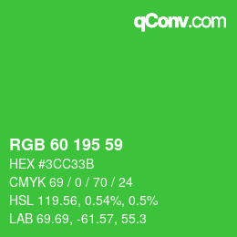 カラーコード: RGB 60 195 59 | qconv.com