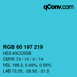 カラーコード: RGB 60 197 219 | qconv.com
