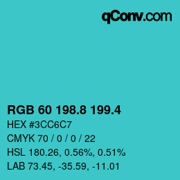 カラーコード: RGB 60 198.8 199.4 | qconv.com