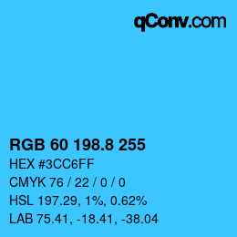 カラーコード: RGB 60 198.8 255 | qconv.com