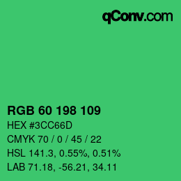 Color code: RGB 60 198 109 | qconv.com