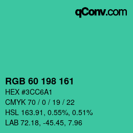 Color code: RGB 60 198 161 | qconv.com